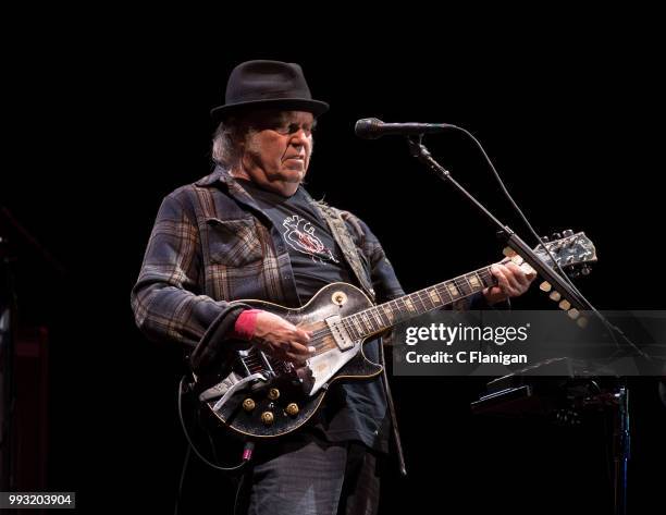 Neil Young performs during the 51st Festival d'ete de Quebec on July 6, 2018 in Quebec City, Canada.