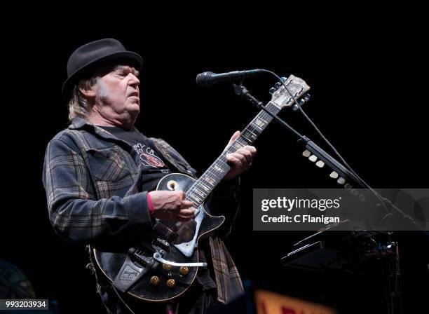 Neil Young performs during the 51st Festival d'ete de Quebec on July 6, 2018 in Quebec City, Canada.