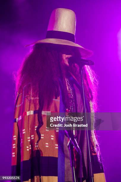 Erykah Badu performs with The Roots at the 2018 Essence Music Festival at the Mercedes-Benz Superdome on July 6, 2018 in New Orleans, Louisiana.