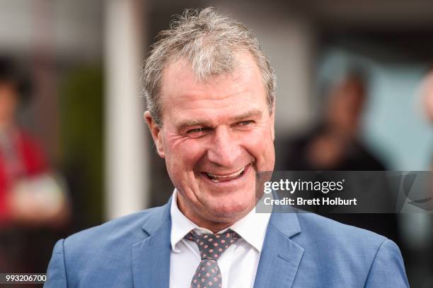 Trainer Darren Weir after his horse Nature Strip won the A.R. Creswick Series Final at Flemington Racecourse on July 07, 2018 in Flemington,...