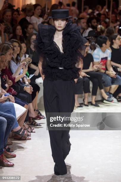Model walks the runway during the Alexandre Vauthier Haute Couture Fall/Winter 2018-2019 show as part of Haute Couture Paris Fashion Week on July 3,...