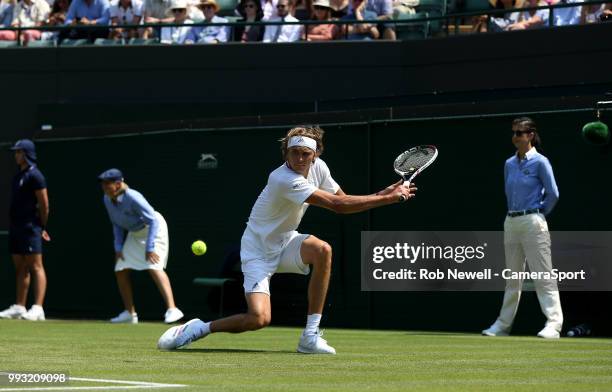 Alexander Zverev during his victory against Taylor Fritz in their Gentleman's Singles Second Round match at All England Lawn Tennis and Croquet Club...