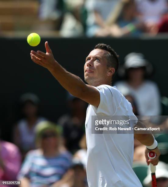 Philipp Kohlschreiber during his defeat by Kevin Anderson in their Gentleman's Singles Third Round match at All England Lawn Tennis and Croquet Club...