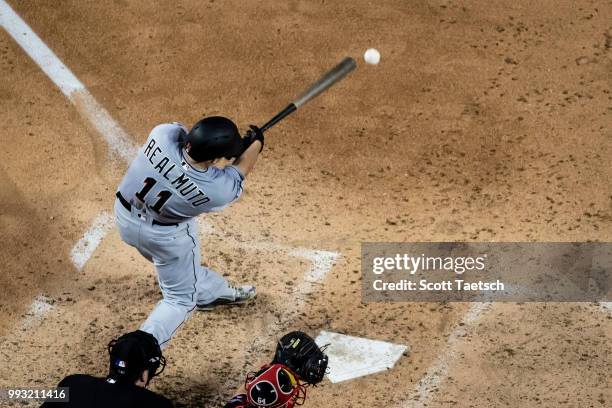 Realmuto of the Miami Marlins at bat during the fifth inning against the Washington Nationals at Nationals Park on July 06, 2018 in Washington, DC.