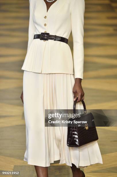 Model walks the runway during the Ulyana Sergeenko Haute Couture Fall Winter 2018/2019 show as part of Paris Fashion Week on July 3, 2018 in Paris,...