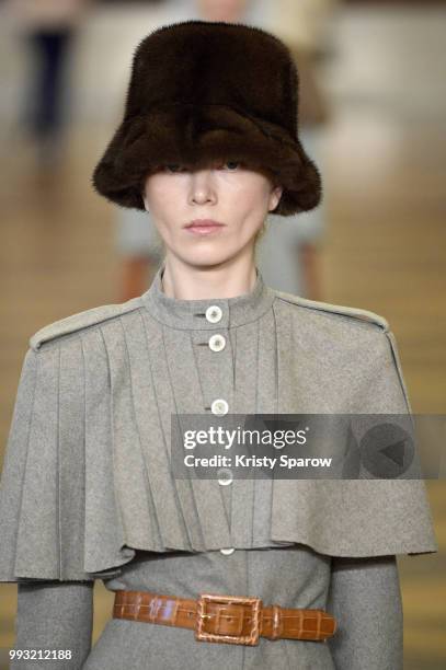 Model walks the runway during the Ulyana Sergeenko Haute Couture Fall Winter 2018/2019 show as part of Paris Fashion Week on July 3, 2018 in Paris,...