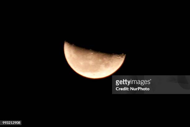 Crescent Moon as seen from Cibitung City, Bekasi Regency, West Java, on Saturday, July 7, 2018.