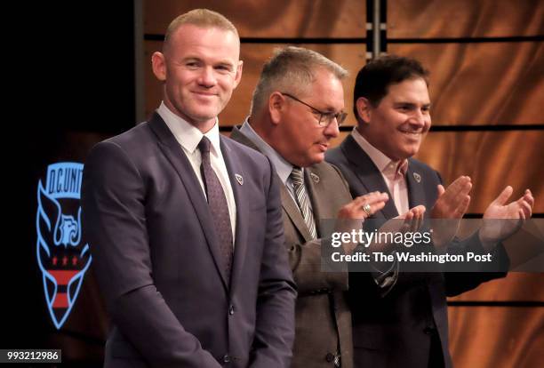 Wayne Rooney receives applause after Mayor Muriel Bowser announced "Wayne Rooney Day" at a press conference in Washington, DC on July 2, 2018. Rooney...
