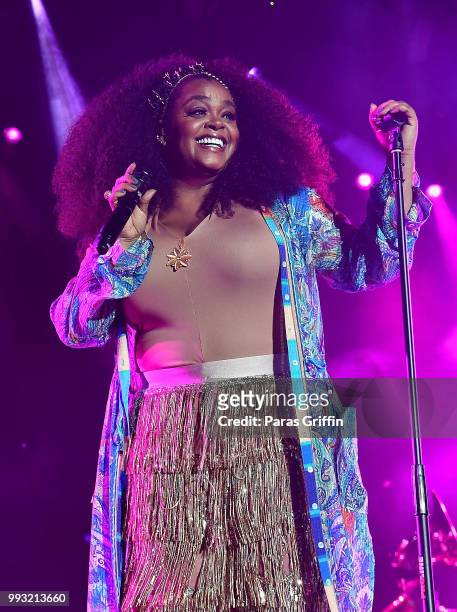 Singer Jill Scott performs onstage during the 2018 Essence Festival presented By Coca-Cola - Day 1 at Louisiana Superdome on July 6, 2018 in New...