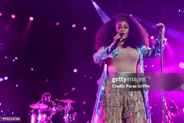 Singer Jill Scott performs onstage during the 2018 Essence Festival presented By Coca-Cola - Day 1 at Louisiana Superdome on July 6, 2018 in New...