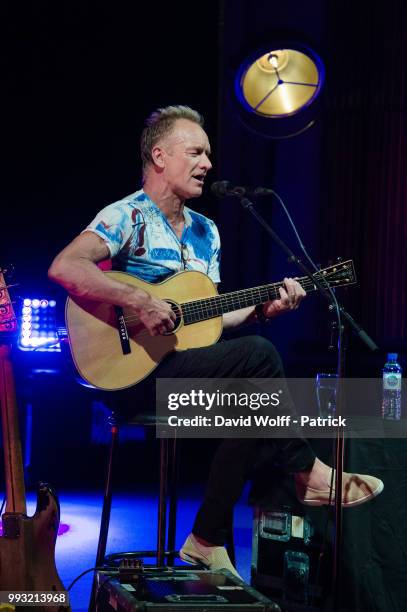 Sting performs with Shaggy during Fnac Live on July 6, 2018 in Paris, France.