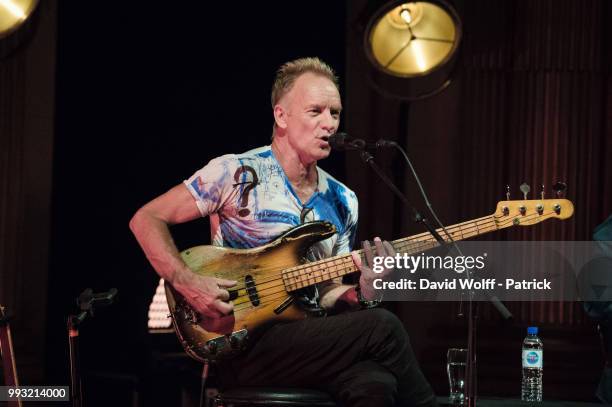 Sting performs with Shaggy during Fnac Live on July 6, 2018 in Paris, France.