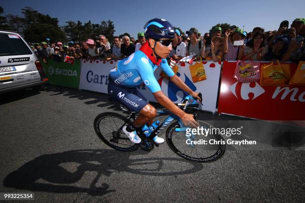 Start / Nairo Quintana of Colombia and Movistar Team / San Fermines Red Cloth / during the 105th Tour de France 2018, Stage 1 a 201km from...