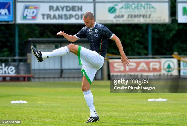 Kenneth Schuermans of OH Leuven before the game between OH Leuven and Sint-Truiden : Pre-Season Friendly at VK Linden Stadium on July 06, 2018 in...