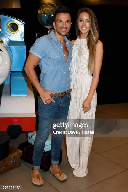 Peter Andre and Emily MacDonagh attend the UK premiere of 'Thomas The Tank Engine: Big World! Big Adventures! - The Movie' at Vue West End on July 7,...