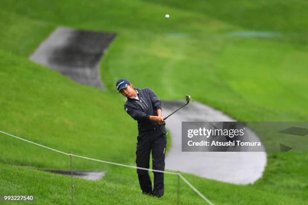 Kyoka Matsumori of Japan chips onto the 16th green during the second round of the Nipponham Ladies Classic at the Ambix Hakodate Club on July 7, 2018...