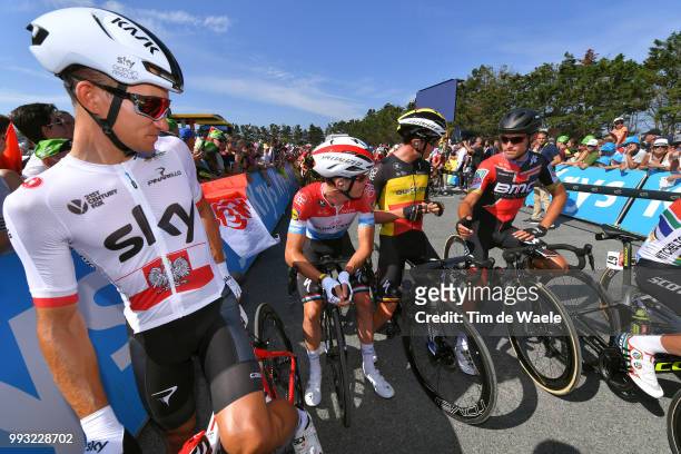 Start / Michal Kwiatkowski of Poland and Team Sky / Bob Jungels of Luxembourg and Team Quick-Step Floors / Yves Lampaert of Belgium and Team...