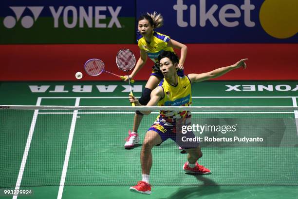 Chan Peng Soon and Goh Liu Ying of Malaysia compete against Zheng Siwei and Huang Yaqiong of China during the Mixed Doubles Semi-final match on day...