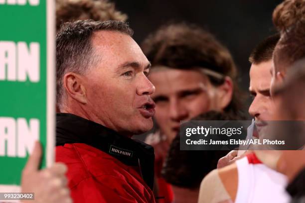 Alan Richardson, Senior Coach of the Saints during the 2018 AFL round 16 match between the Port Adelaide Power and the St Kilda Saints at Adelaide...