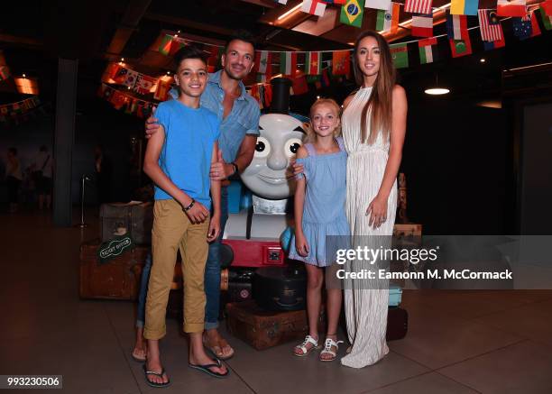 Peter Andre, Junior Andre, Princess Andre and Emily MacDonagh attend the 'Thomas The Tank Engine' Premiere at Vue West End on July 7, 2018 in London,...