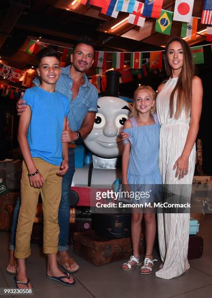 Peter Andre, Junior Andre, Princess Andre and Emily MacDonagh attend the 'Thomas The Tank Engine' Premiere at Vue West End on July 7, 2018 in London,...