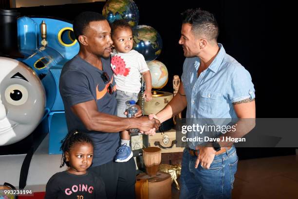 Ashley Walters and Peter Andre attend the UK premiere of 'Thomas The Tank Engine: Big World! Big Adventures! - The Movie' at Vue West End on July 7,...