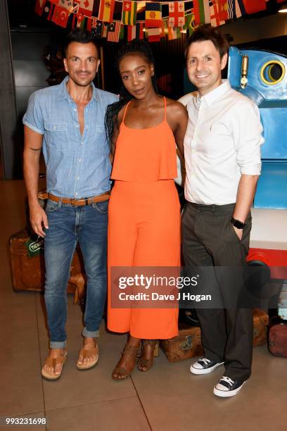Peter Andre, Yvonne Grundy and John Hasler attend the UK premiere of 'Thomas The Tank Engine: Big World! Big Adventures! - The Movie' at Vue West End...