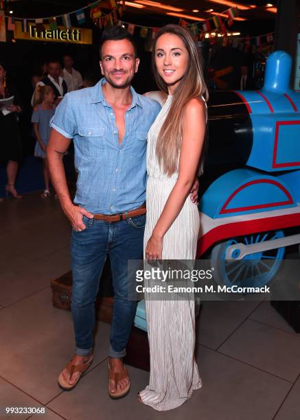 Peter Andre and Emily MacDonagh attend the 'Thomas The Tank Engine' Premiere at Vue West End on July 7, 2018 in London, England.