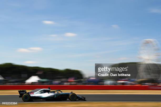 Lewis Hamilton of Great Britain driving the Mercedes AMG Petronas F1 Team Mercedes WO9 on track during final practice for the Formula One Grand Prix...