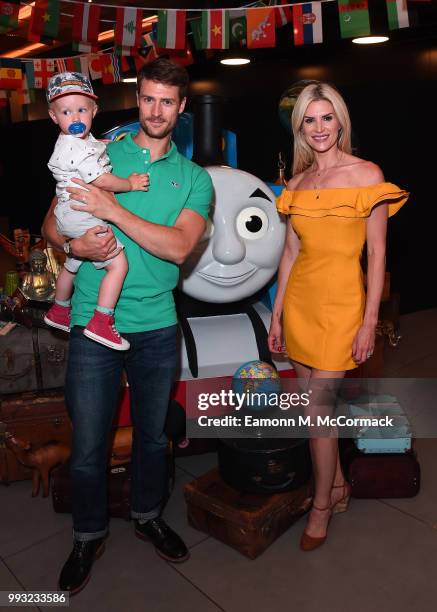 Sarah Jayne Dunn and family attend the 'Thomas The Tank Engine' Premiere at Vue West End on July 7, 2018 in London, England.