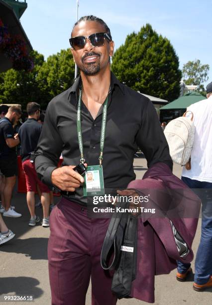 David Haye attends day six of the Wimbledon Tennis Championships at the All England Lawn Tennis and Croquet Club on July 7, 2018 in London, England.