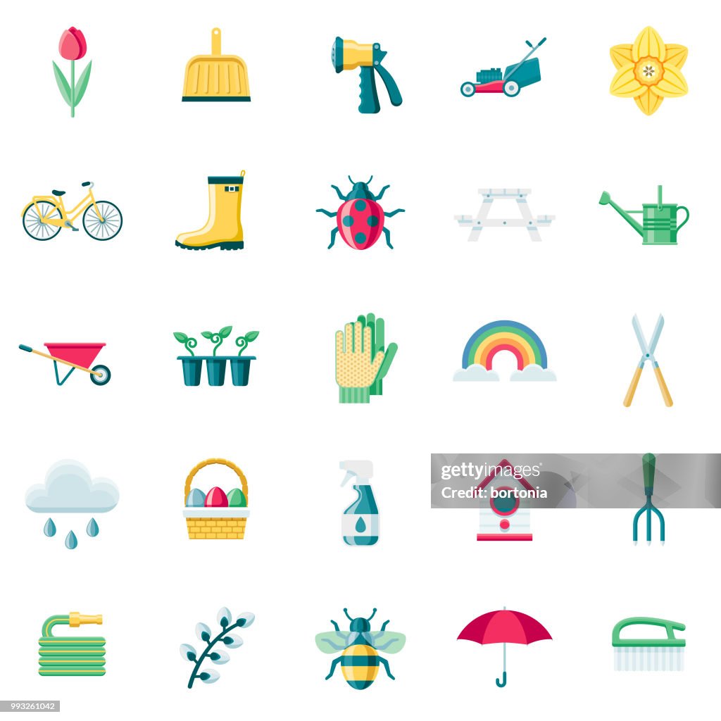 Spring Flat Design Icon Set