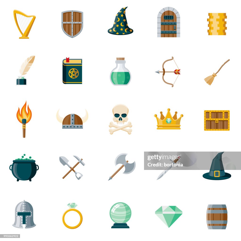 Fantasy Flat Design Icon Set