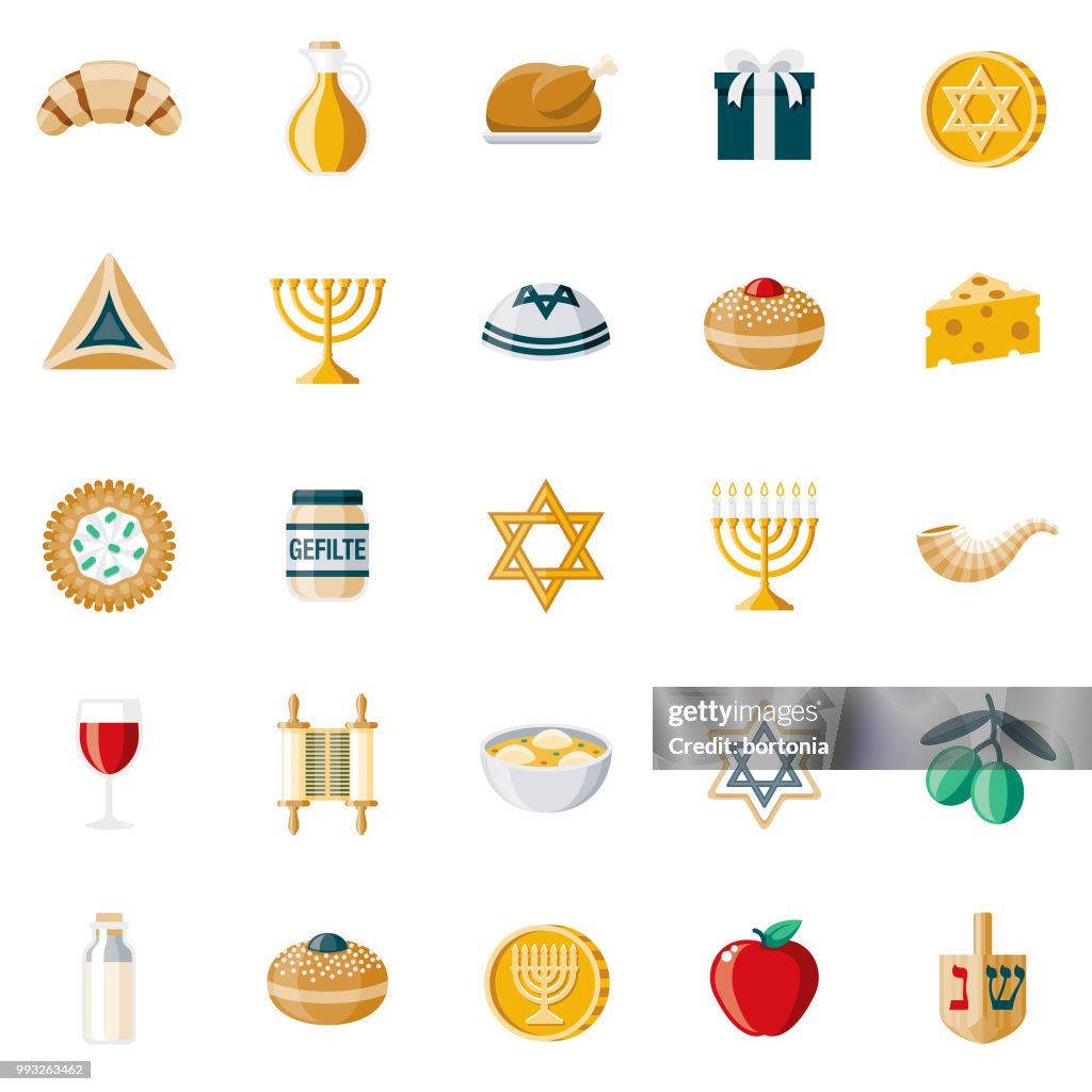 Hanukkah Flat Design Icon Set