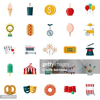 Carnival & Circus Flat Design Icon Set Carnival & Circus Flat Design Icon Set