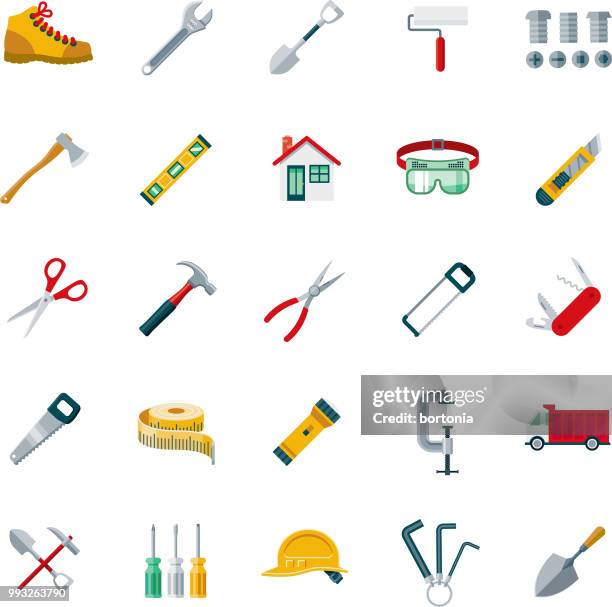 flat design home improvement icon set - flashlight stock illustrations