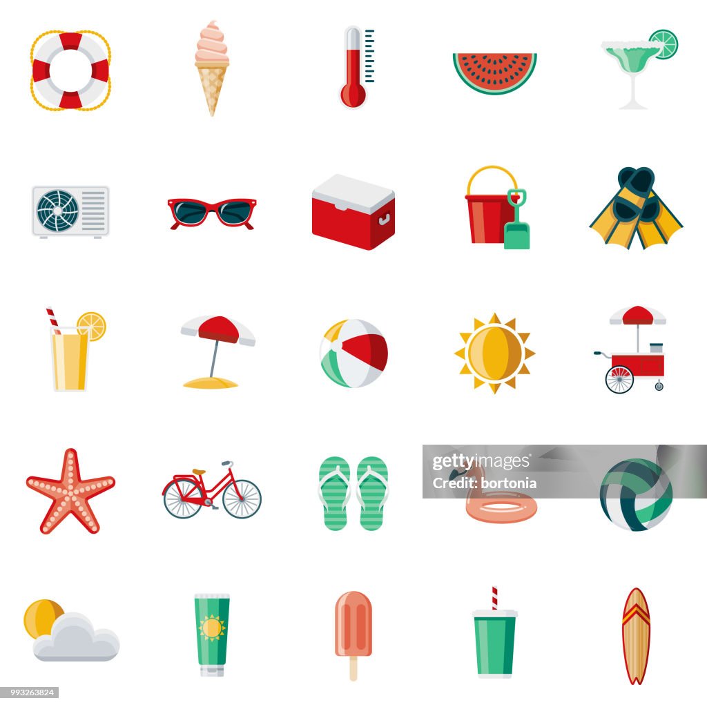 Summer Flat Design Icon Set