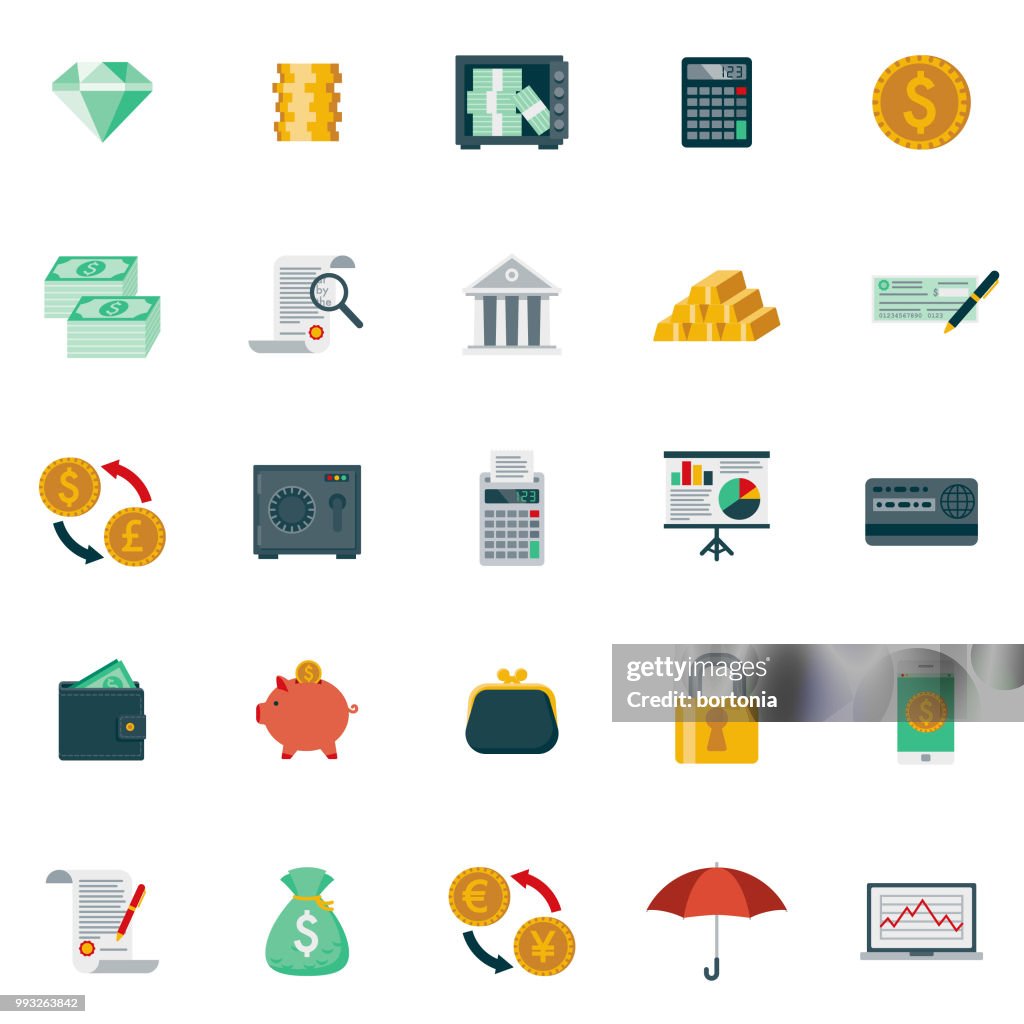 Flat Design Banking and Finance Icon Set
