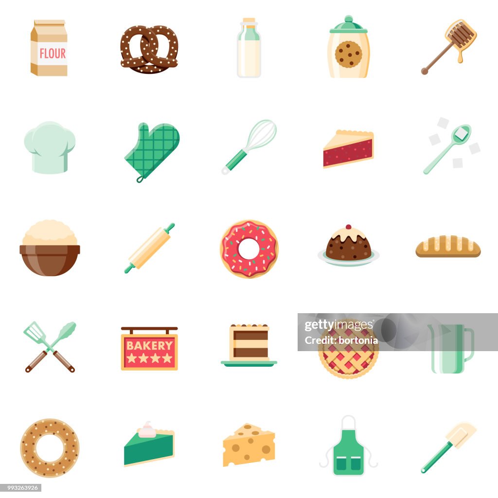 Flat Design Baking Icon Set