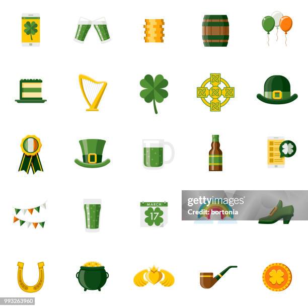 flat design st. patrick's day icon set - rainbow ribbon stock illustrations