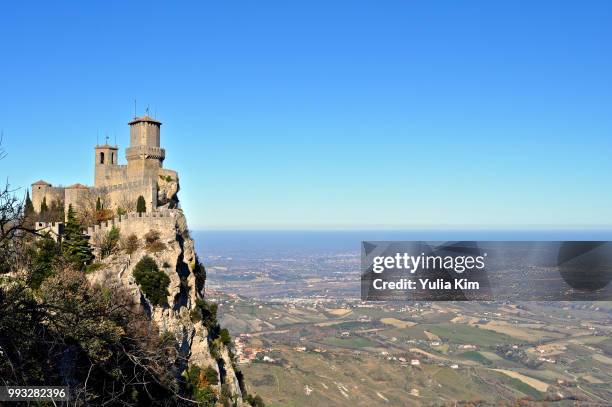 san marino view on castle - marino stock pictures, royalty-free photos & images