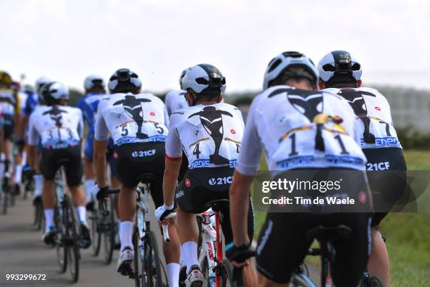 Christopher Froome of Great Britain and Team Sky / Michal Kwiatkowski of Poland and Team Sky / Team Sky Ocean Rescue / Orca / during the 105th Tour...