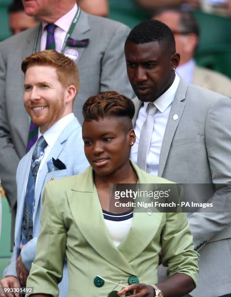 Nicola Adams in the royal box on centre court on day six of the Wimbledon Championships at the All England Lawn Tennis and Croquet Club, Wimbledon.