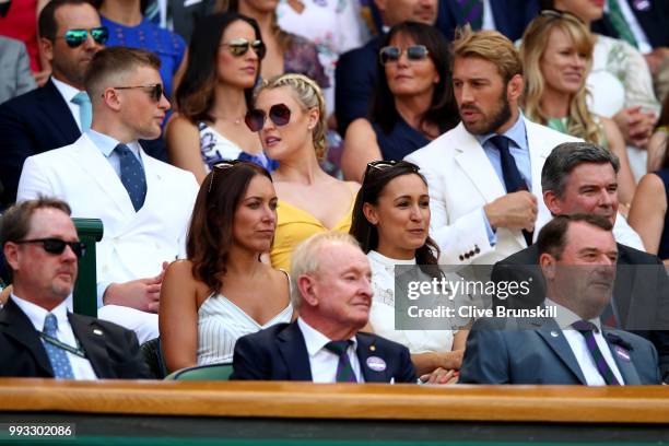 Adam Peaty , Camilla Kerslake , Chris Robshaw , Lorna Parkin Jessica Ennis-Hill attend day six of the Wimbledon Lawn Tennis Championships at All...