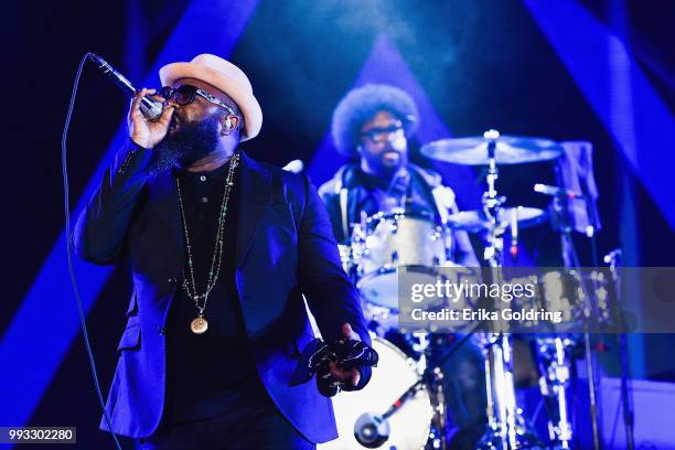 Black Thought and Questlove of The Roots perform during the 2018 Essence Music Festival at the Mercedes-Benz Superdome on July 6, 2018 in New...