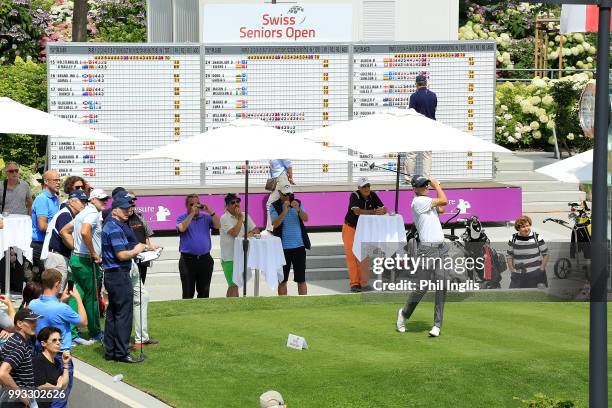 Steen Tinning of Denmark in action during Day Two of the Swiss Seniors Open at Golf Club Bad Ragaz on July 7, 2018 in Bad Ragaz, Switzerland.