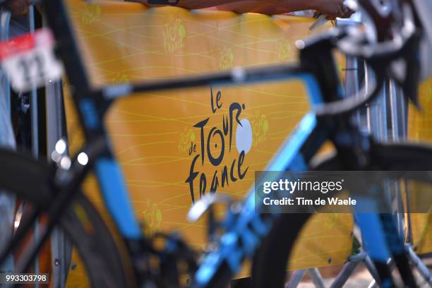 Start / Silvan Dillier of Switzerland and Team AG2R La Mondiale / Team AG2R La Mondiale / Factor Bike / TDF logo / during the 105th Tour de France...