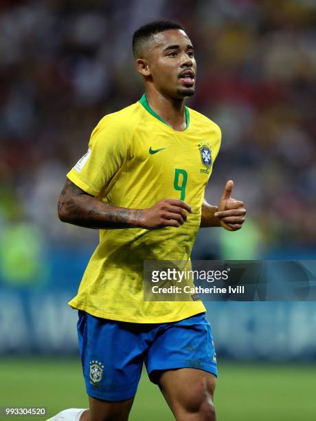 Gabriel Jesus of Brazil during the 2018 FIFA World Cup Russia Quarter Final match between Brazil and Belgium at Kazan Arena on July 6, 2018 in Kazan,...