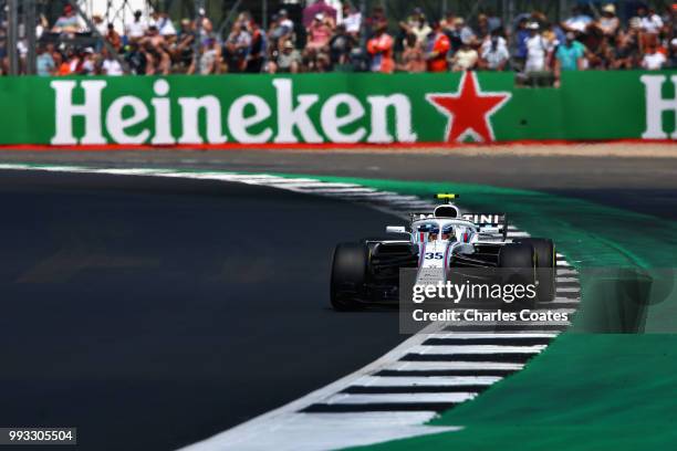 Sergey Sirotkin of Russia driving the Williams Martini Racing FW41 Mercedes on track during final practice for the Formula One Grand Prix of Great...