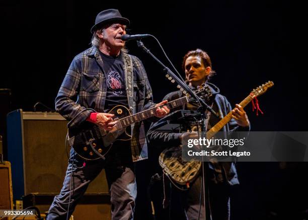 Neil Young performs on Day 2 of Festival d'ete de Quebec on July 6, 2018 in Quebec City, Canada.